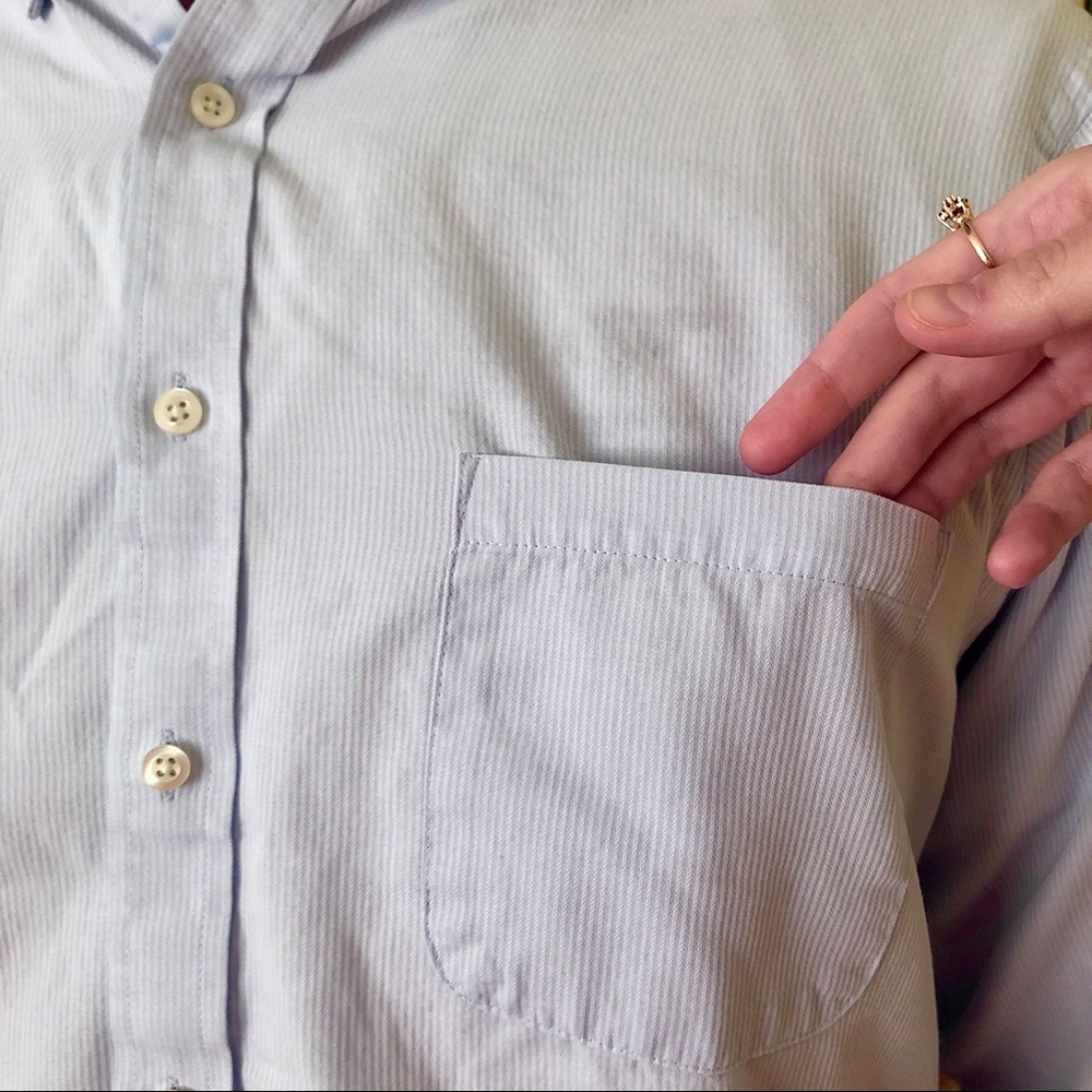 Chaps Blue Stripe Men's Button Up Dress Shirt - Picture 3 of 7